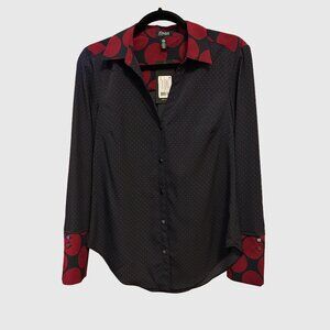 Jones New York Women's Button Down Polka Dot Long Sleeve Shirt - US S